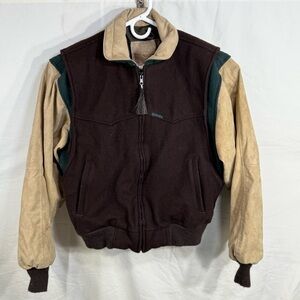 Vtg Cripple Creek Rodeo Letterman Leather Varstiy Jacket Mens Large Made USA